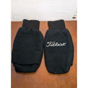 TITLEIST Winter Golf Mittens Black Fleece Cart Gloves Hand Warmers One Size RARE